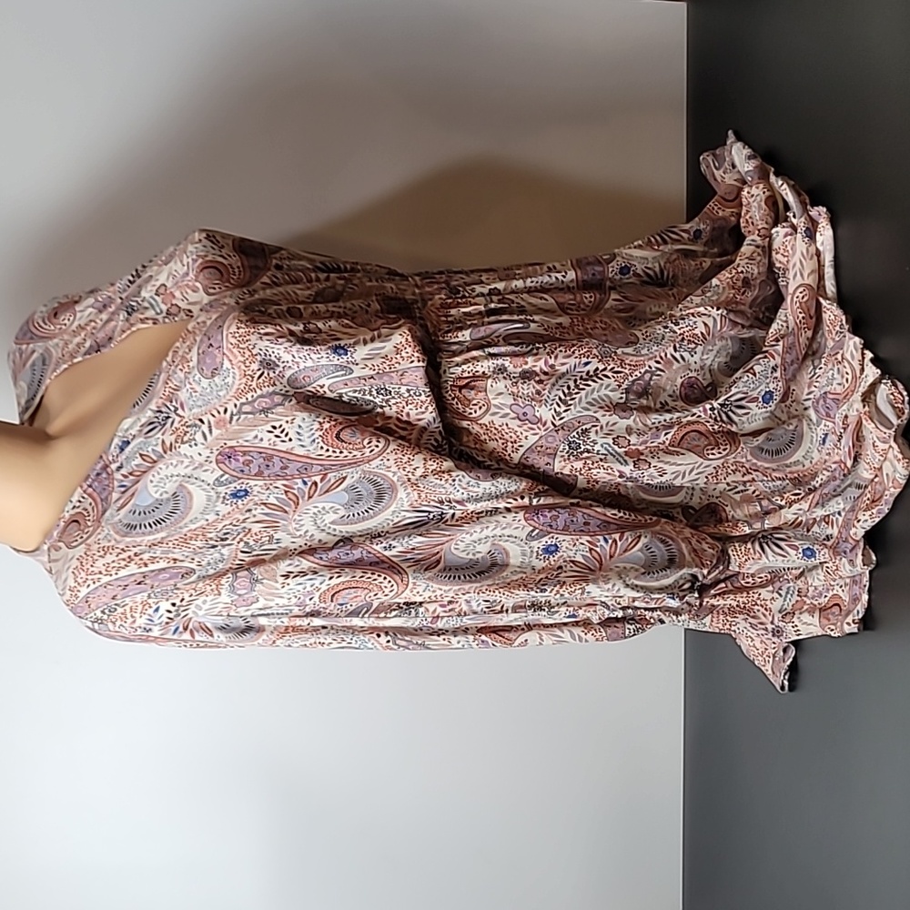 Boho Mittoshop Paisley & Floral Dress ~ V-neck ~ Flowy ~ Mauve ~ Cowgirl core - Picture 6 of 17